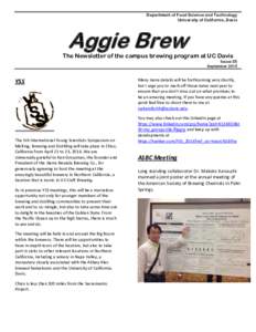 Department of Food Science and Technology University of California, Davis Aggie Brew  The Newsletter of the campus brewing program at UC Davis