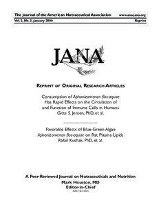 The Journal of the American Nutraceutical Association  www.ana-jana.org