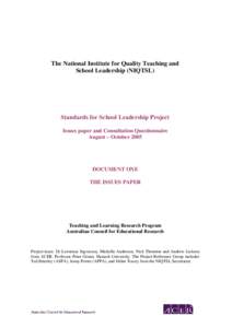 The National Institute for Quality Teaching and