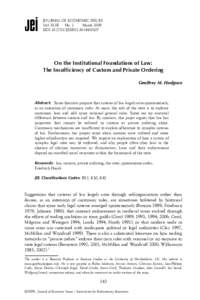 JOURNAL OF ECONOMIC ISSUES Vol. XLIII No. 1 March 2009 DOIJEI0021On the Institutional Foundations of Law: