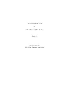 The Sacred Magic of Abramelin the Mage  Book II