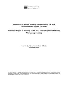 The Future of Mobile Security: Understanding the Risk Environment for Mobile Payments