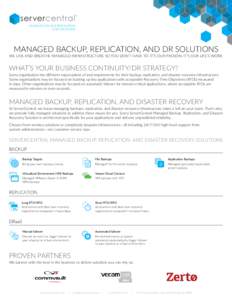 MANAGED BACKUP, REPLICATION & DR SOLUTIONS MANAGED BACKUP, REPLICATION, AND DR SOLUTIONS  WE LIVE AND BREATHE MANAGED INFRASTRUCTURE SO YOU DON’T HAVE TO. IT’S OUR PASSION. IT’S OUR LIFE’S WORK.