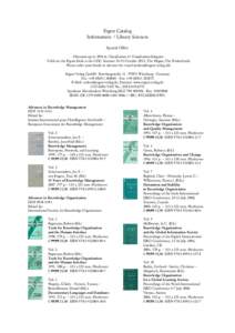 Ergon Catalog Information- / Library Sciences Special Offer: - Discount up to 50% to Classification & Visualization delegates - Valid on the Ergon-Desk at the UDC SeminarOctober 2013, The Hague, The Netherlands - 