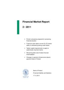 Financial Market Report 2  2011   Finnish companies prepared for worsening