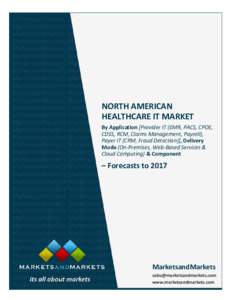 NORTH AMERICAN HEALTHCARE IT MARKET By Application [Provider IT (EMR, PACS, CPOE, CDSS, RCM, Claims Management, Payroll), Payer IT (CRM, Fraud Detection)], Delivery Mode (On-Premises, Web-Based Services &