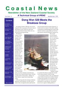 SeptemberCoastal News Newsletter of the New Zealand Coastal Society A Technical Group of IPENZ September 1999 Number 13