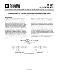 AN-0971 APPLICATION NOTE One Technology Way • P.O. Box 9106 • Norwood, MA[removed], U.S.A. • Tel: [removed] • Fax: [removed] • www.analog.com Recommendations for Control of Radiated Emissions with isoPo