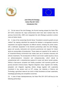 Joint Africa EU Strategy Action PlanIntroductory Part (1)