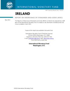 Ireland: Report on Observance of Standards and Codes (ROSC); IMF Country Report; April 2014