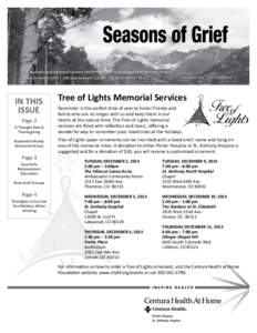VOLUME 103 | OCTOBER[removed]Tree of Lights Memorial Services Page 2 A Thought About Thanksgiving