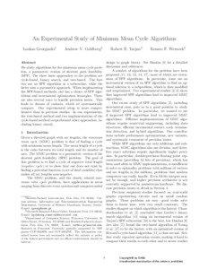 An Experimental Study of Minimum Mean Cycle Algorithms Loukas Georgiadis1