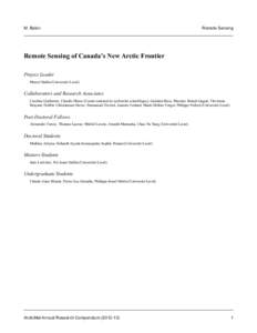 M. Babin  Remote Sensing Remote Sensing of Canada’s New Arctic Frontier Project Leader