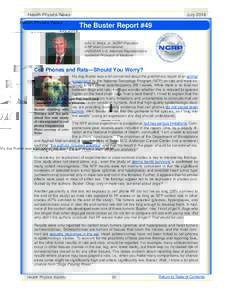 JulyHealth Physics News The Buster Report #49 John D. Boice, Jr., NCRP President