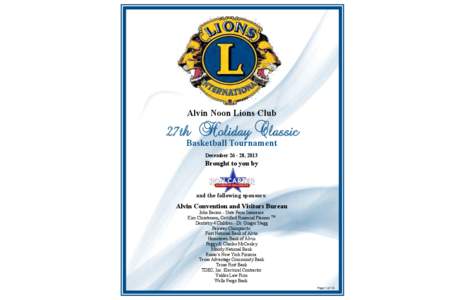 2013 Alvin Lions Holiday Classic Basketball Program