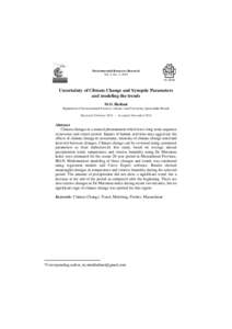 Environmental Resources Research Vol. 3, No. 2, 2015 GUASNR Uncertainty of Climate Change and Synoptic Parameters and modeling the trends