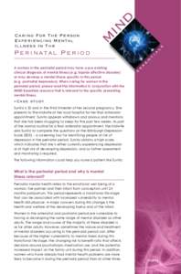 Caring For The Person Experiencing Mental Illness In The Perinatal Period A woman in the perinatal period may have a pre-existing