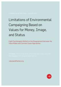 COMMON CAUSE BRIEFING — AUGUSTLimitations of Environmental Campaigning Based on Values for Money, Image, and Status