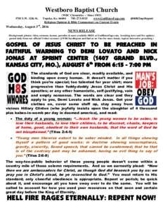 Westboro Baptist Church 3701 S.W. 12th St. (WBC Chronicles -- SinceTopeka, Ks0325