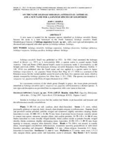 Semple, J.COn the name Solidago mirabilis (Asteraceae: Astereae) and a new name for a Japanese species of goldenrod. Phytoneuron: 1–9. Published 2 AprilISSN 2153 733X ON THE NAME SOLIDAGO MIRABIL