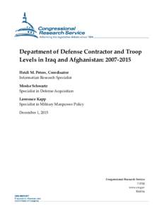 Department of Defense Contractor and Troop Levels in Iraq and Afghanistan: 
