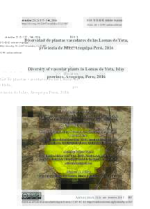 Quipuscoa et al.: Diversidad de plantas vasculares de las Lomas de Yuta, Islay, Arequipa Perú, 2016  Arnaldoa 23 (2): , 2016 http://doi.orgarnaldoaISSN: edición impresa)