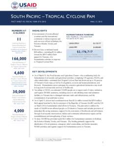 SOUTH PACIFIC – TROPICAL CYCLONE PAM FACT SHEET #3, FISCAL YEAR (FYNUMBERS AT A GLANCE