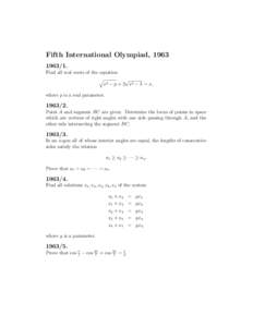 Fifth International Olympiad, [removed]Find all real roots of the equation q  √