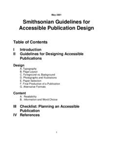 May[removed]Smithsonian Guidelines for Accessible Publication Design Table of Contents I