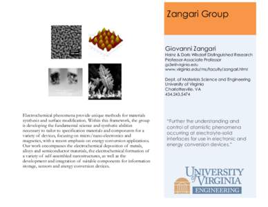 Zangari Group  Giovanni Zangari Heinz & Doris Wilsdorf Distinguished Research Professor-Associate Professor [removed]