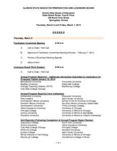 Illinois State Educator Preparation and Licensure Board (SEPLB) Meeting Agenda - March 6-7, 2014
