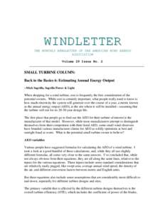 WINDLETTER  THE MONTHLY NEWSLETTER OF THE AMERICAN WIND ENERGY ASSOCIATION Volume 29 Issue No. 2