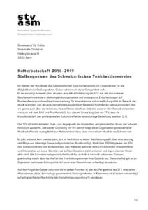 s Association Suisse des Musiciens Schweizerischer Tonkünstlerverein Bundesamt für Kultur Stabstelle Direktion