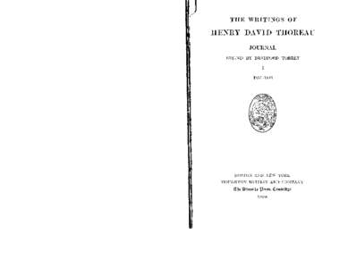 THE WRITINGS OF  HENRY DAVID THOREAU JOURNAL EDITED BY BRADFORD TORREY 1