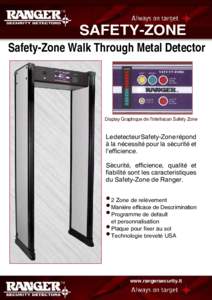 SAFETY-ZONE Safety-Zone Walk Through Metal Detector Display Graphique de l’Intelliscan Safety Zone  Le detecteur Safety-Zone répond