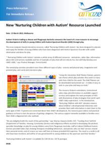 Microsoft Word - Media Release - New Nurturing Children with Autism Resource Launched[removed]