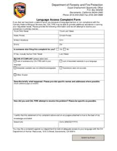 CAL FIRE Language Access Complaint Form - English