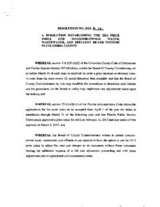 RESOLUTION NOR- 16 A RESOLUTION ESTABLISHING THE 2012 PRICE FOR INVESTOR-OWNED WATER, INDEX