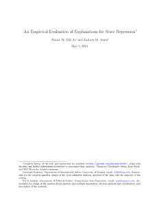 An Empirical Evaluation of Explanations for State Repression∗ Daniel W. Hill, Jr.† and Zachary M. Jones‡ May 1, 2014 ∗