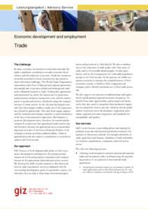 Leistungsangebot | Advisory Service  Economic development and employment Trade