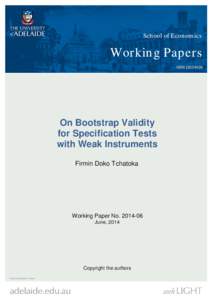 School of Economics  Working Papers ISSN[removed]On Bootstrap Validity