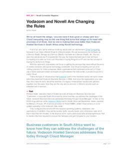 MAY_2011 // Novell Connection Magazine  Vodacom and Novell Are Changing the Rules by Eric Harper