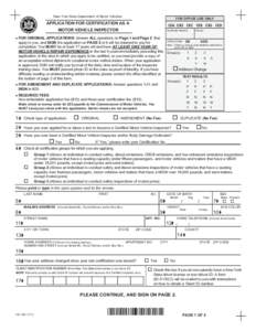 New York State Department of Motor Vehicles  FOR OFFICE USE ONLY APPLICATION FOR CERTIFICATION AS A