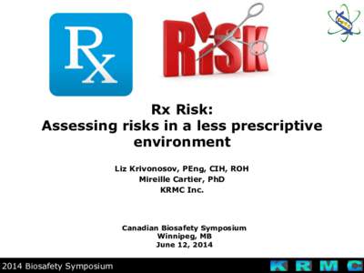 Rx Risk: Assessing risks in a less prescriptive environment Liz Krivonosov, PEng, CIH, ROH Mireille Cartier, PhD KRMC Inc.