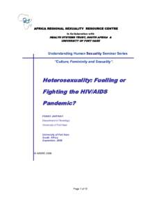 Heterosexuality: Fuelling or Fighting the HIV/AIDS Pandemic?