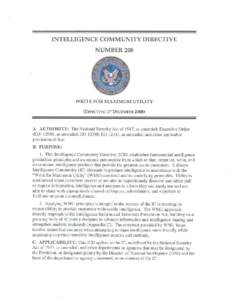 INTELLIGENCE COMMUNITY DIRECTIVE NUMBER 208 WRITE FOR MAXIMUM UTILITY (EFFECTIVE : 17 DECEMBER 2008)