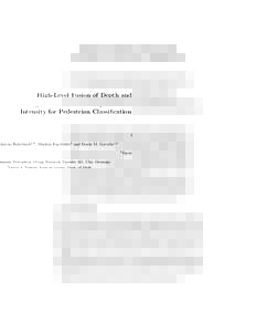 High-Level Fusion of Depth and Intensity for Pedestrian Classification Marcus Rohrbach1,3 , Markus Enzweiler2 and Dariu M. Gavrila1,4 1  Environment Perception, Group Research, Daimler AG, Ulm, Germany