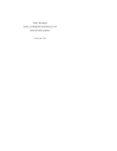 THE WORKS AND CORRESPONDENCE OF DAVID RICARDO volume viii