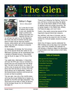 The Glen  The Newsletter Calgary Highlanders