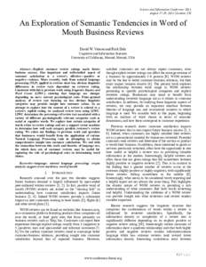 An Exploration of Semantic Tendencies in Word of Mouth Business Reviews